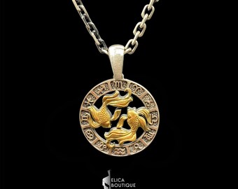 Collar del zodiaco Piscis, colgante astrológico de plata de ley 925, regalo de Navidad