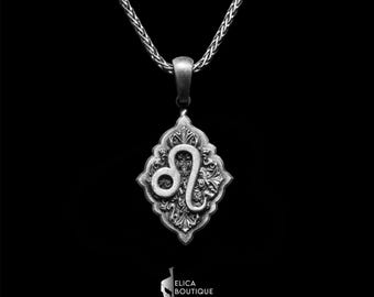 Leo Zodiac Necklace, Astrology Silver Pendant, Leo Jewelry for Men and Women, Unique Handmade Gift