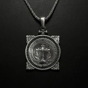 Libra Zodiac Necklace - Handmade Silver Pendant for Astrology Fans, Vintage Jewelry for Men and Women