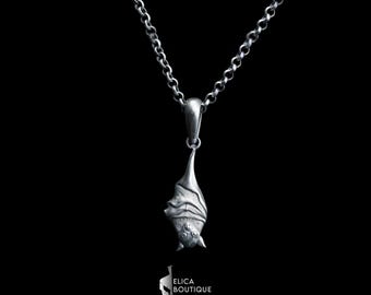 Collana con pipistrello vampiro, ciondolo in argento a forma di pipistrello, gioiello da uomo con ciondolo a forma di pipistrello, collana gotica per donna, regalo di Halloween, regalo per pipistrelli, regalo per il migliore amico.