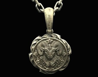 Aries Zodiac Necklace, 925 Sterling Silver Astrology Pendant