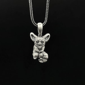 Silber Waschbär Anhänger Halskette - Waschbär Figur, Schmuck für Waschbär Figur Liebhaber, einzigartiges Geschenk, handgemachte Silberkette.