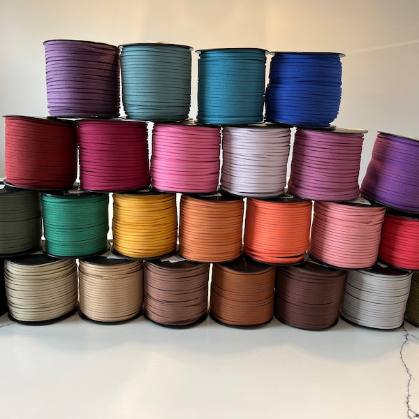 Faux Suede Cord 3mmx 1.5mm, Leather Lace,Dream Catcher,Bracelet, Necklace Making,Earring Fringe, 10 or 20 yards Skein -You Pick Your Color!