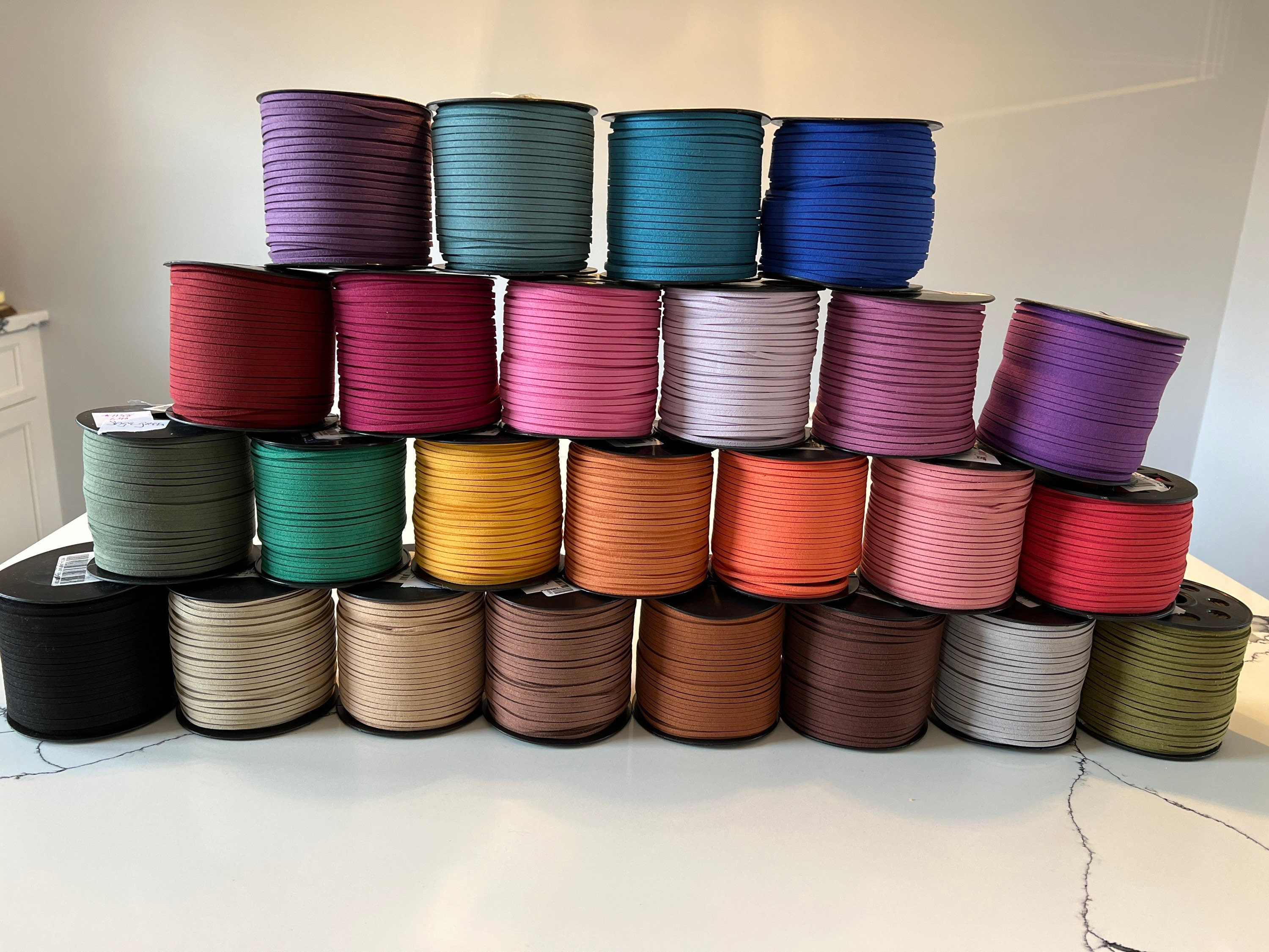 Cuerda de gamuza, 3 piezas de cuerda de cuero sintético (0.118 in, 3  colores)