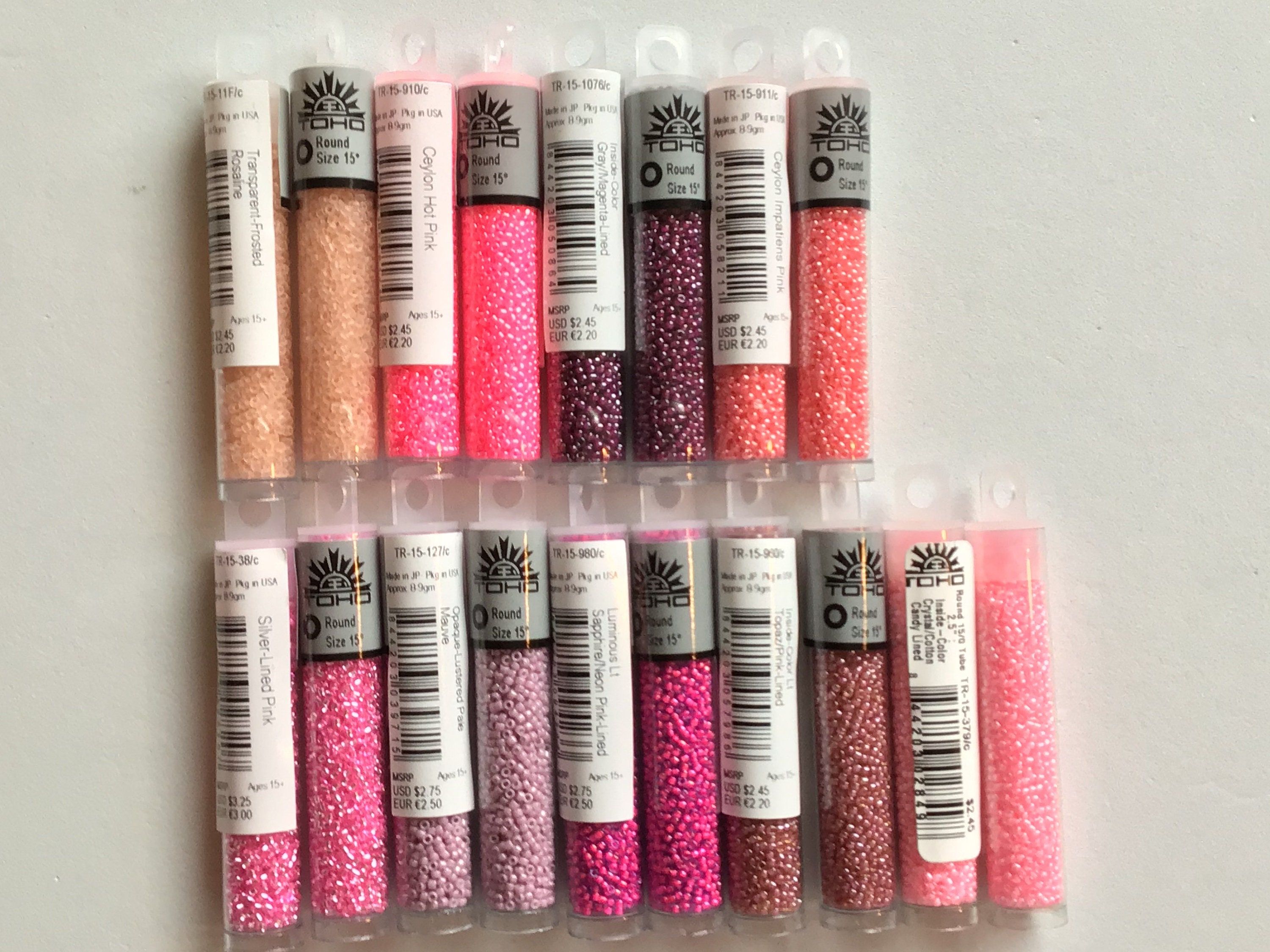 TOHO Size 15/0,Seed Beads (9 grams),Ceylon Hot Pink, Silver Lined Pin…