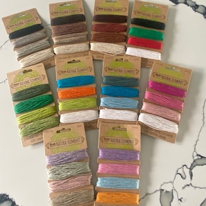 BeadSmith Hemp Cord, 100% Natural, 1mm 20LB Test, Macrame Twine, Cards of 4 Colors, 10 Color Variations, Friendship Bracelets