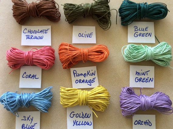 1MM Waxed Polished Cotton Cord, 10 or 20 yards, Macrame, Shamballa,Malas,Friendship Bracelets, Beading, Artisan String -You Pick Your Color!