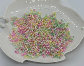 6/0 Tschechische Glasperlenmischungen, Exclusive 6/0 Rocailles Perlenmischung, 4 mm Glasperlen, 50 gramm Großbeutel, Pastel Ceylon Mix, Schmuckzubehör