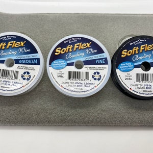Soft Flex Beading Wire, Satin Silver, Fine .014 and Medium .019 Size Beading Wire, 30&#39; and 100&#39; Spools, Stringing Material, Jewelry Supplies