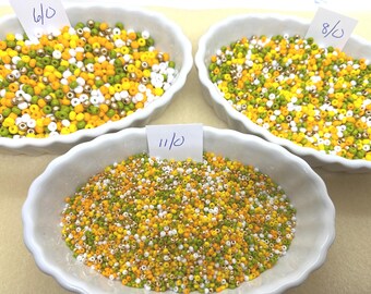 Mezcla de cuentas de vidrio checas: colores narciso primaveral, para la fabricación de joyas.
