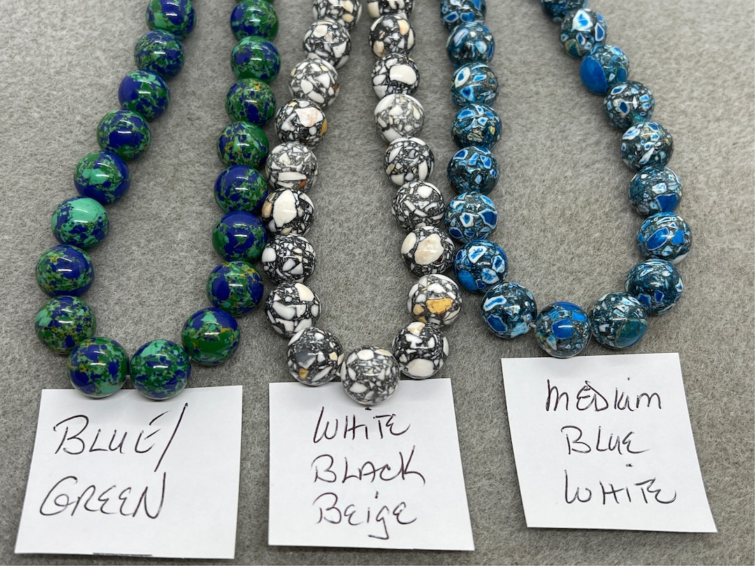 Mosaic Jasper 12mm 10mm and 8mm Round Beadsmulti Colored Etsy