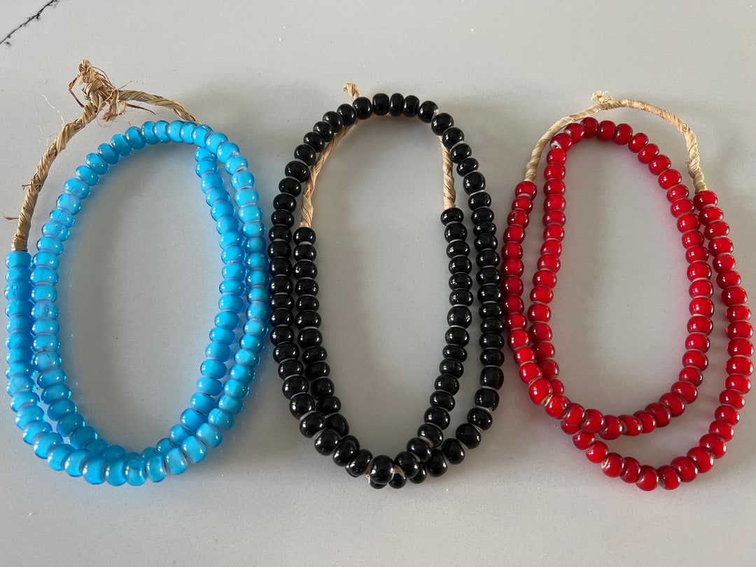African Recycled Glass "white Heart" Beads, 8mm, Turquoise, Black, Red ...