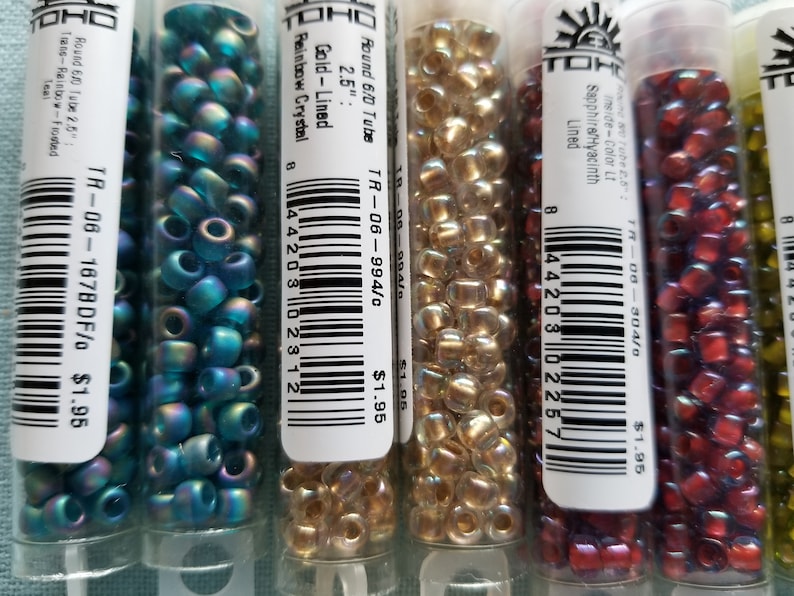 jewelry supplies Qty 9 grams 60 Seed Beads TOHO Seed Beads 3.5mm Beads Burnt Orange,Metallic Blue,Ruby 135 beads,Peridot approx