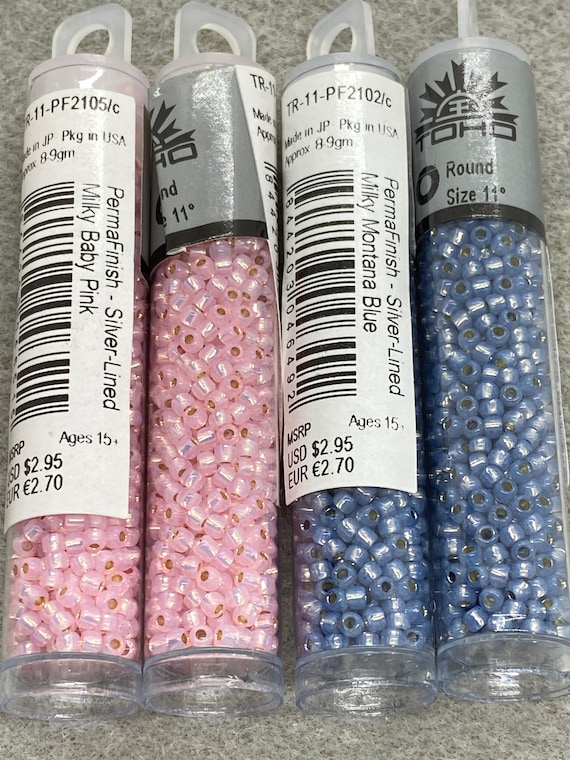 Toho,size 11/0, Seed Beads,milky Electric Pink,milky White