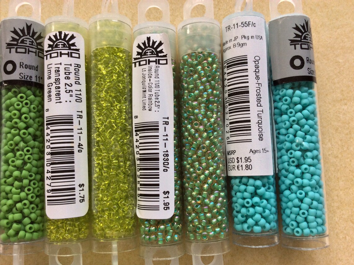 TOHO Seed Beads 11/0 2.5 Tube 9 grams-Greens Sour | Etsy