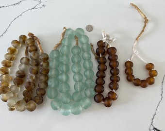 African Fair Trade Beads, Sea Glass Beads, Krobo Tribe, 17mm-24mm, Made in Ghana, Aquamarine, Smoky Topaz, Tortoise Shell,Jewelry Supplies