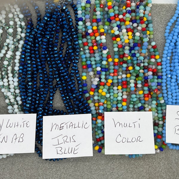 Chinese Crystal, 4mm and 6mm Fire Polished Beads,13" strands,Multi Color, Turquoise, Metallic Iris Blue, Sky Blue, Jewelry Supplies