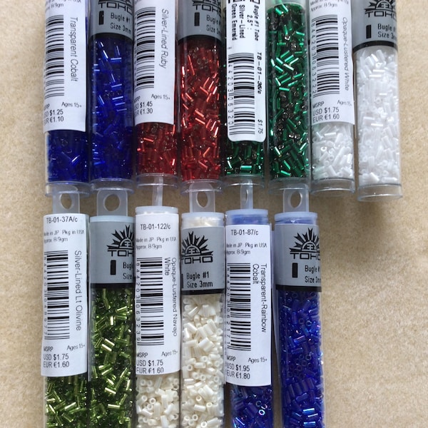 TOHO 3MM Bugle Beads,Seed Beads,Cobalt, Silver Lined Ruby,Pink,Grape,Rainbow Cobalt,Navajo White, Silver Lined Lt Olivine,Jewelry Supplies