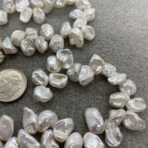 Natural Fresh Water Keshi White Pearls, 7.5-8mm Keshi Pearls, 16&quot; Strands, AAA+ Quality, Jewelry Supplies