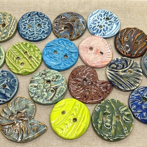Handmade Ceramic Buttons, Artisan Buttons, Textured Buttons,Sweater Accent,Knitting,Unique Buttons, Rustic,Stoneware,Crochet, Felted Pillow