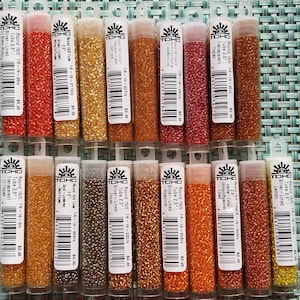 TOHO Size 15/0, Glass Seed Beads (9 grams), Dendelion,Lt Siam Ruby, Lt Topaz,Lemon,Hyacinth,Dark Topaz,Milky Lt Topaz,Lemon,Jewelry Supplies