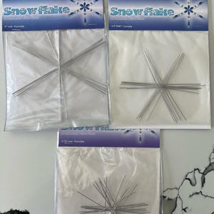 Forma de ornamento de floco de neve de fio Beadsmith, 3 tamanhos, 6",4,5",3,75", forma de ornamento, Natal, ornamento, ornamento de floco de neve, artesanato de arame