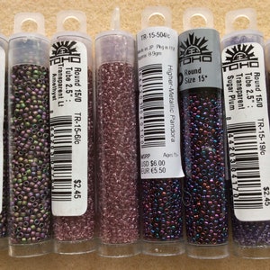 TOHO Size 15/0, Glass Seed Beads 9 Grams, Metallic Grape, Lt Amethyst ...