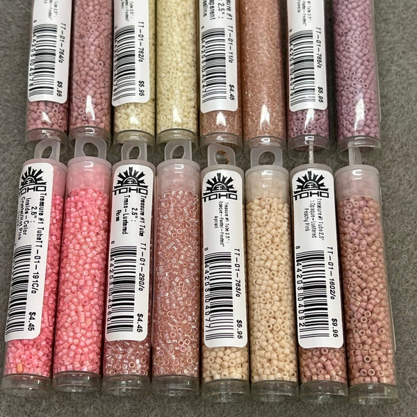 TOHO Treasure Size 11/0 Seed Beads, (9 grams), Sunset Orange, Dandelion, Jonquil/Burnt Orange, Lt Hyacinth, Jonquil/White, Jewelry Supplies