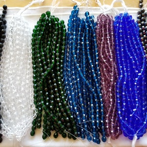 8mm-Czech Glass Beads-Fire Polished Beads, Round Beads- (25) pieces-Matte Jet-Crystal-Green Emerald-Capri Blue-Sapphire-Amethyst
