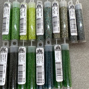 TOHO Treasure Size 11/0 Seed Beads, (9 grams), Mint Green,Capri Blue,Olivine,Frosted Grass Green,Cassiopeia, Met Iris Green,Jewelry Supplies
