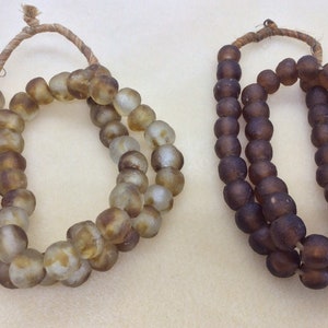 African Fair Trade Beads, Sea Glass Beads, 14mm, Made in Ghana, Green, Clear Aqua,Red,Burnt Orange,Lt Blue Swirl, Cobalt, Jewelry Supplies image 7