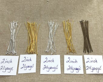 Alfileres de cabeza chapada: plata, oro, latón antiguo, suministros de joyería