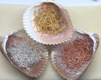 Alambres para pendientes franceses chapados con bola de 2 mm: plata, oro y cobre (144 piezas)