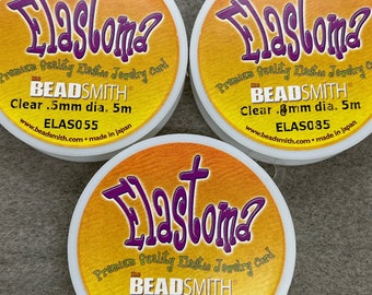 Elastoma, 5, 25 and 100 Meter Spools, Elastic Jewelry Cord, .5, .8, 1mm Diameter, Stretchy Cord, Stringing Material, Jewelry Supplies