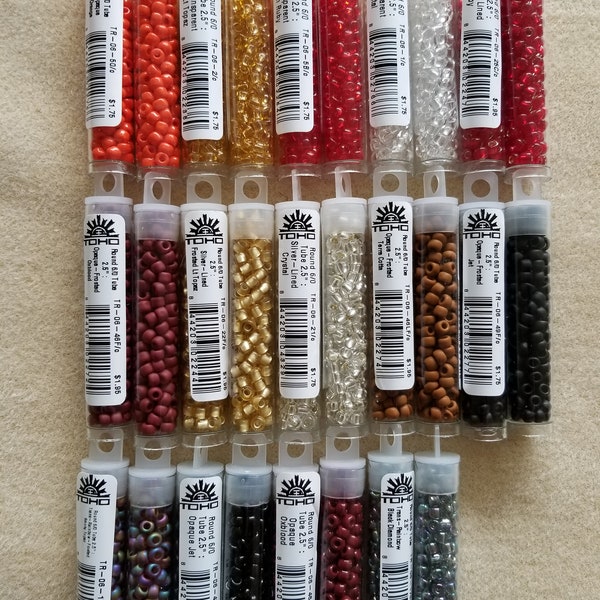 TOHO Seed Beads, 6/0 Seed Beads, 3.5mm Beads, Qty 9 grams, approx. 135 beads,Black, Orange, Topaz, Ruby, Crystal,Oxblood, jewelry supplies