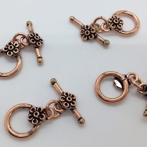 Genuine Bali Copper Flower Toggle Clasp, Bali Toggle Clasp, Jewelry Supplies, Copper Clasp, Toggle Clasps
