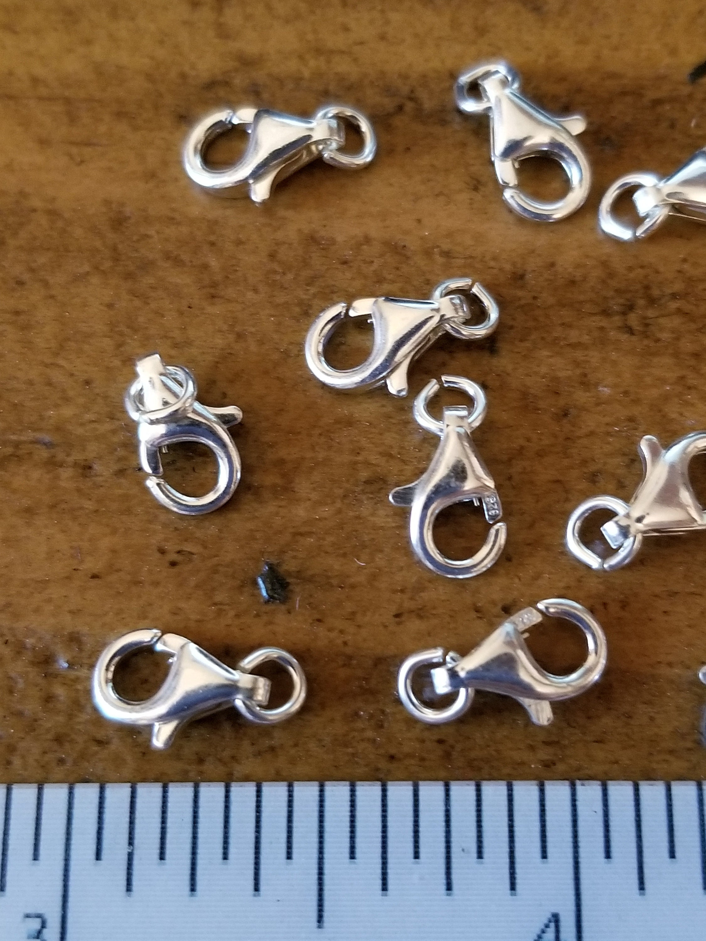 Sterling Silver Lobster Clasps 9mm: .925 Silver, Jewelry Supplies