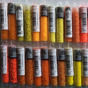 TOHO Seed Beads- size 11/0, 2.5&quot; Tube,Japanese Seed Beads,Hyacinth,Dandelion,Neon Salmon,Sunset Orange,Lemon,Neon Tangerine,Jewelry Supplies