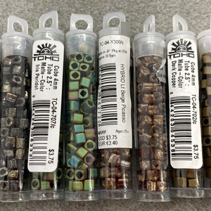 TOHO 4MM Cube Beads,Japanese Seed Beads, Dark Copper,Frosted Apollo,Lavender Picasso,Frosted Apollo,Lt Beige Picasso,Jewelry Supplies