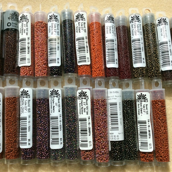 TOHO Size 15/0, Glass Seed Beads (9 grams),Umber, Dark Copper, Terra Cotta, Semi Glazed Orange, Metallic Iris Brown,Oxblood,DIY Jewelry