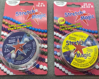 Stretch Magic Clear Elastic Cord .5mm and 1mm Spools, Clear Elastic Cord, Stringing Material, Jewelry Supplies