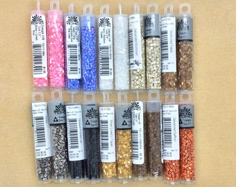 Contas de sementes TOHO, triângulo 11/0, tubo de 2,5", açafrão galvanizado, rosa, níquel, alumínio, topázio com revestimento dourado, azeviche fosco, Mardi Gras, suprimentos para joias