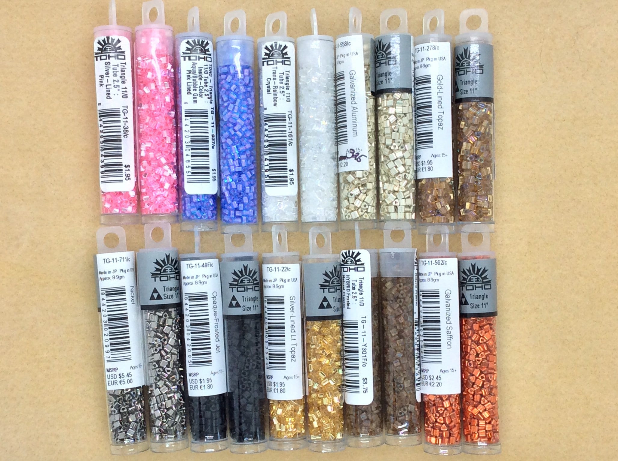 Toho CUBE Seed Beads 4mm AQUA BUBBLE GUM PINK LINED 2.5 Tube