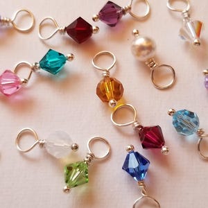 Swarovski Crystal Add On Charm, Sterling Silver Birthstone Charm, 6mm Bicone and 6mm Round Wire Wrapped Charm, Swarovski Crystal Dangle