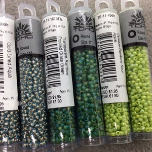 TOHO Seed Beads 11/0 2.5 Tube 9 Grams-japanese Seed Beads Greens-dark ...