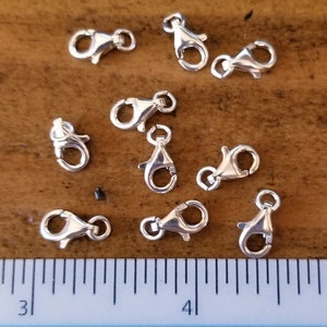 Sterling Silver Lobster Clasps, .925 sterling silver, 9mm X 5mm, small lobster clasp, dainty silver clasp, jewelry supplies