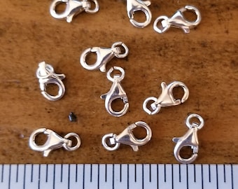 Sterling Silver Lobster Clasps 9mm: .925 Silver, Jewelry Supplies