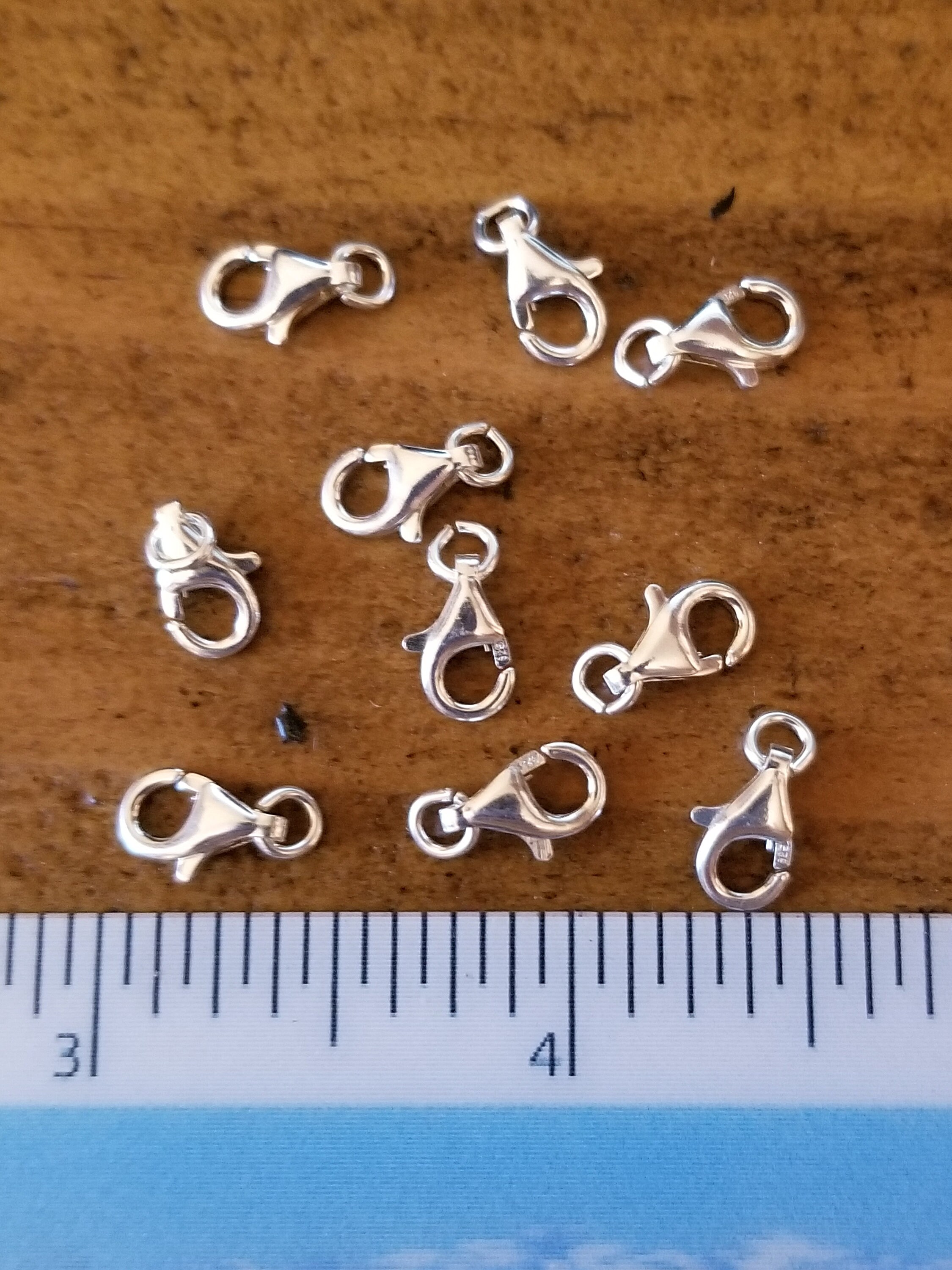 Sterling Silver Lobster Clasps 9mm: .925 Silver, Jewelry Supplies