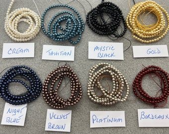 Perles Swarovski (5810), 3 mm, 50 pièces, rouge irisé, vert éden, brun velours, crème, blanc, tahitien, gris, or rose, articles de bijouterie.