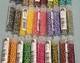 TOHO Seed Beads, 6/0 Seed Beads, 3.5mm, Qty 9 grams, approx. 135 beads,Peridot, Burnt Orange,Metallic Blue,Ruby, Neon Pink, jewelry supplies